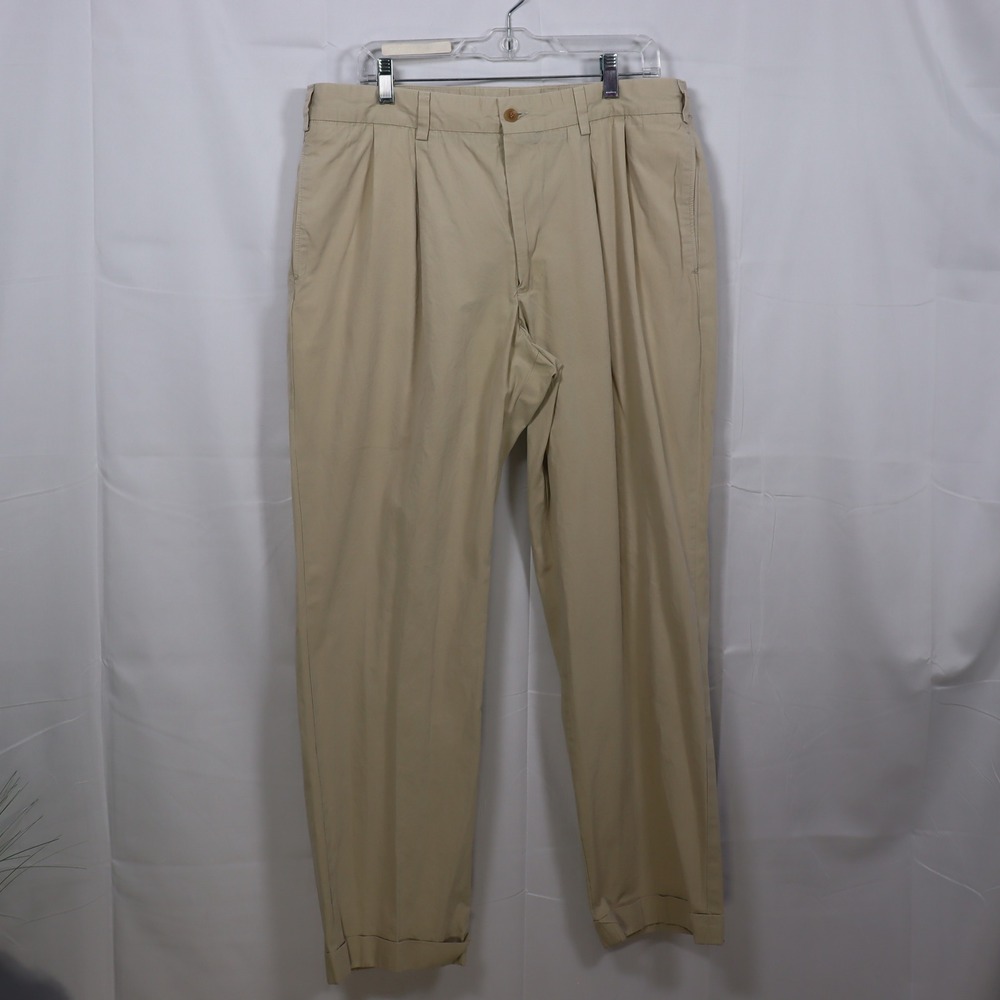 Bills Khakis Pleated Pants 38 Tan Mens Classic Fit Chino Trousers